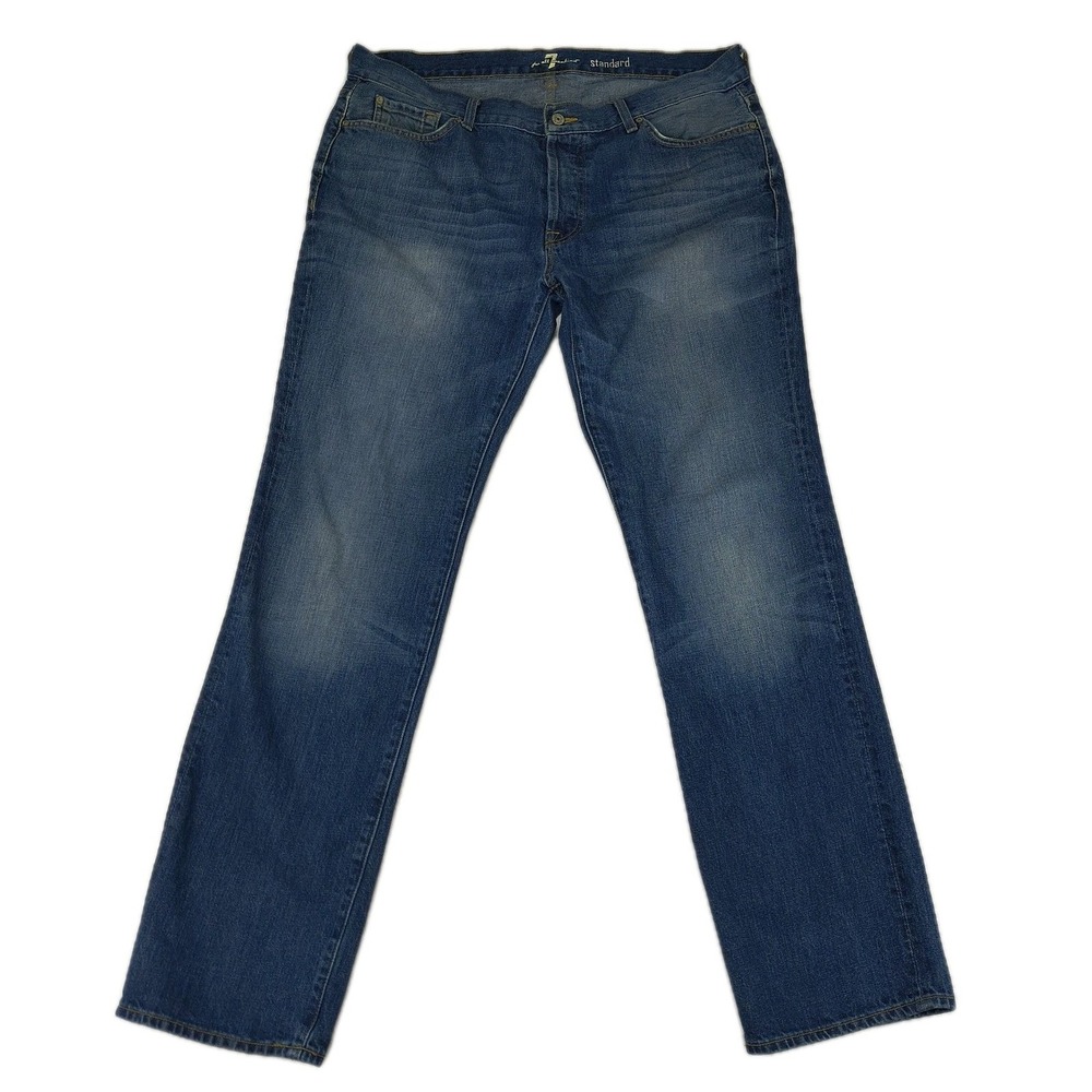 7 For All Mankind Standard Men Straight Leg Blue Jeans Size 38 Medium Wash Denim